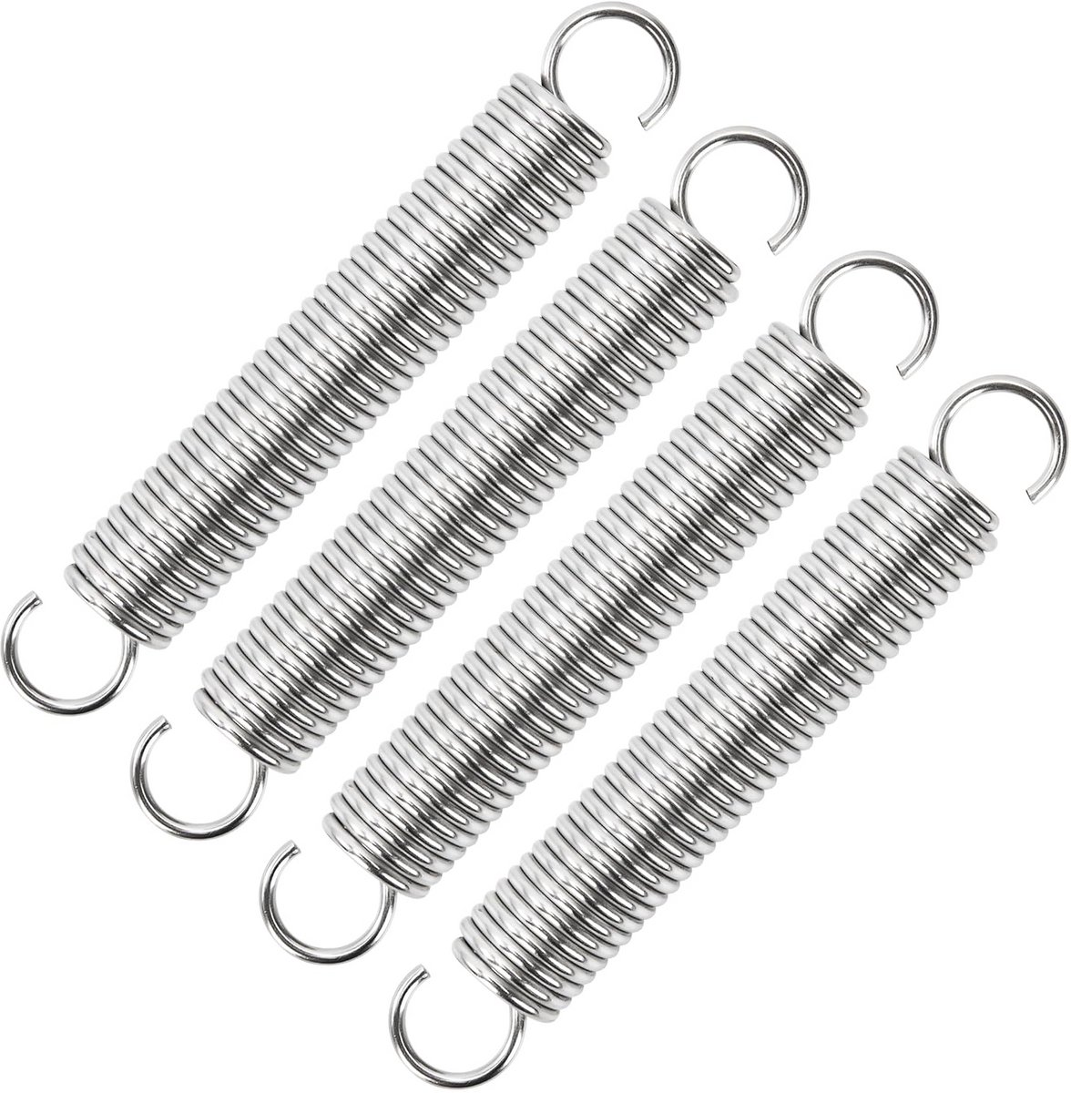 4x Trekveren Dubbele Haak RVS 90 mm - Sterke Spiraalveren met Hoge Elasticiteit
