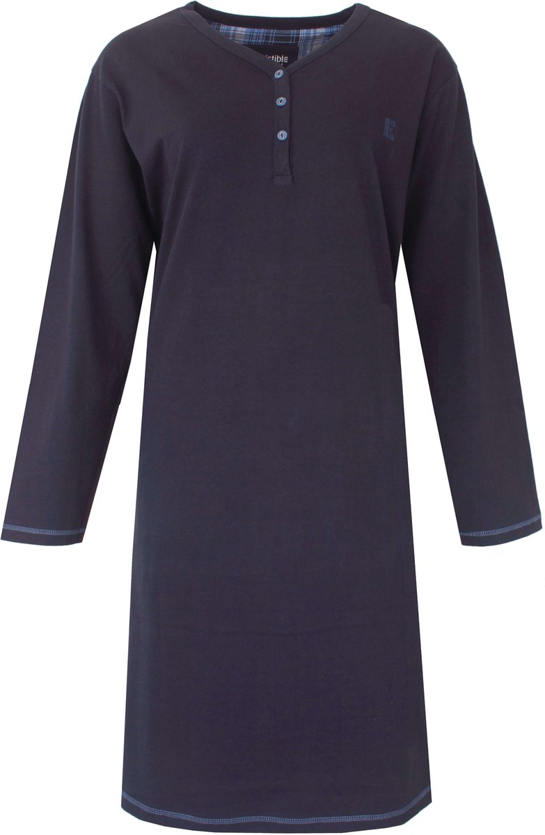 Irresistible Dames Nachthemd - Lange Mouwen - Katoen - Indigo Blauw Donkerblauw