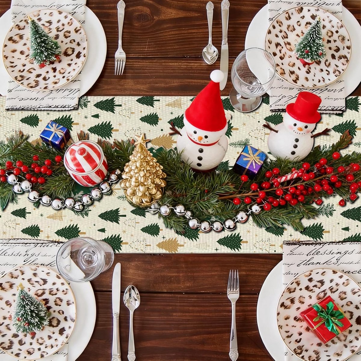 Groen Gouden Kerst Tafelloper voor Feestelijke Tafeldecoratie 40x140 cm