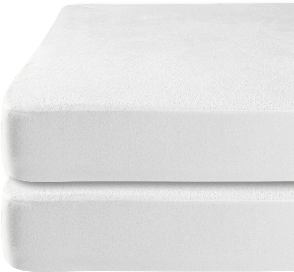 ARBASCASS - Waterdichte Molton 160x200 cm - Hoeslakenbadstof - Ademend - Antibacteriëel - Wit - 2 stuks