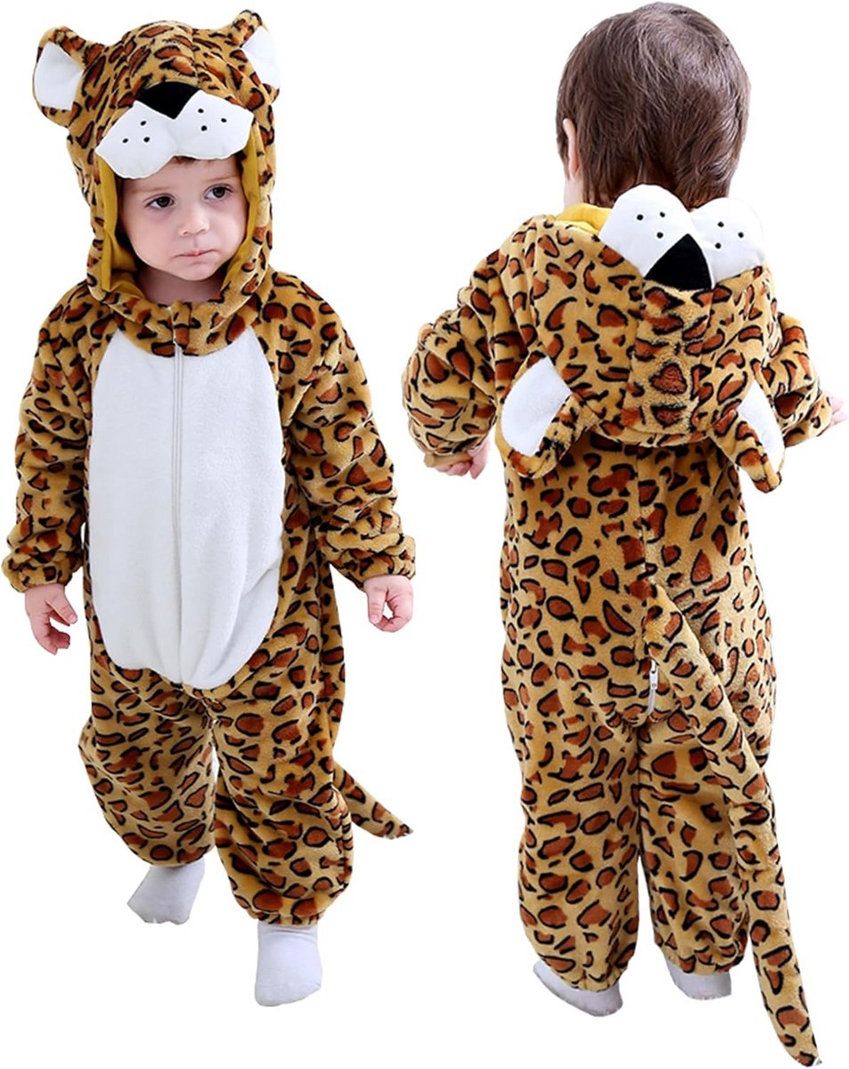 Schattige Dieren Jumpsuit voor Baby en Peuter - Onesie met Luipaardprint