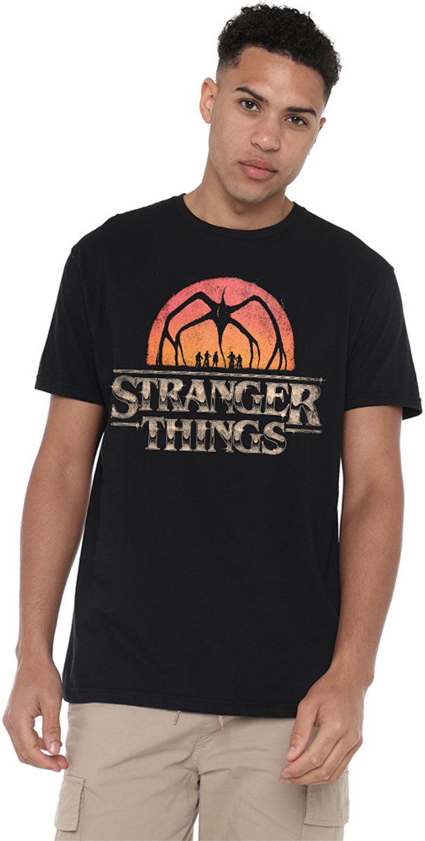 Stranger Things Sunset Logo Heren T-Shirt - Zwart - XXL