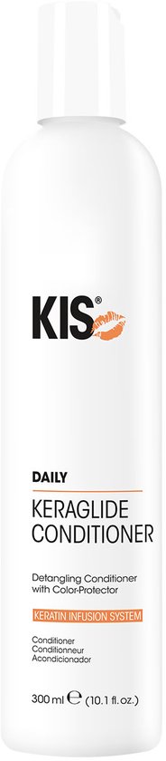 Witte fles KIS KeraGlide Conditioner DAILY detangling conditioner met kleur-protector, 300 ml.