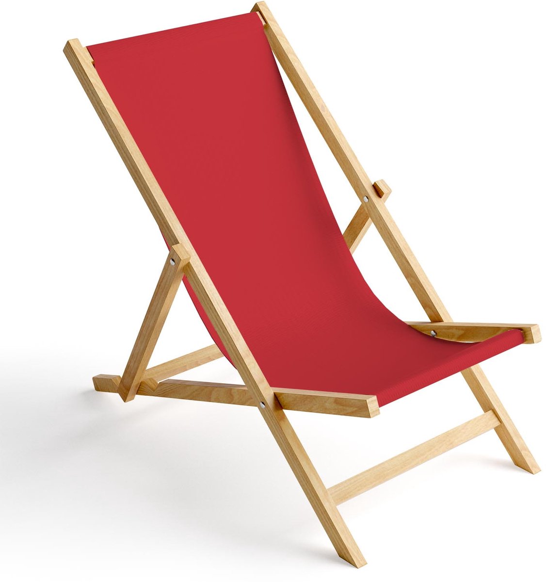 FEROCITY - Opklapbare ligstoel - Houten - strandstoel met afneembare hoes - 120 x 58 x 45 cm - Birke - Rot