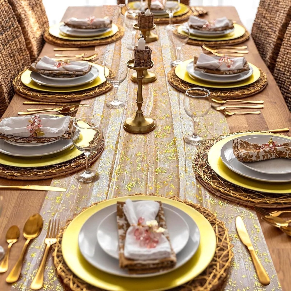 Luxe Gouden Tafelloper 400 cm voor Feestelijke Tafeldecoratie