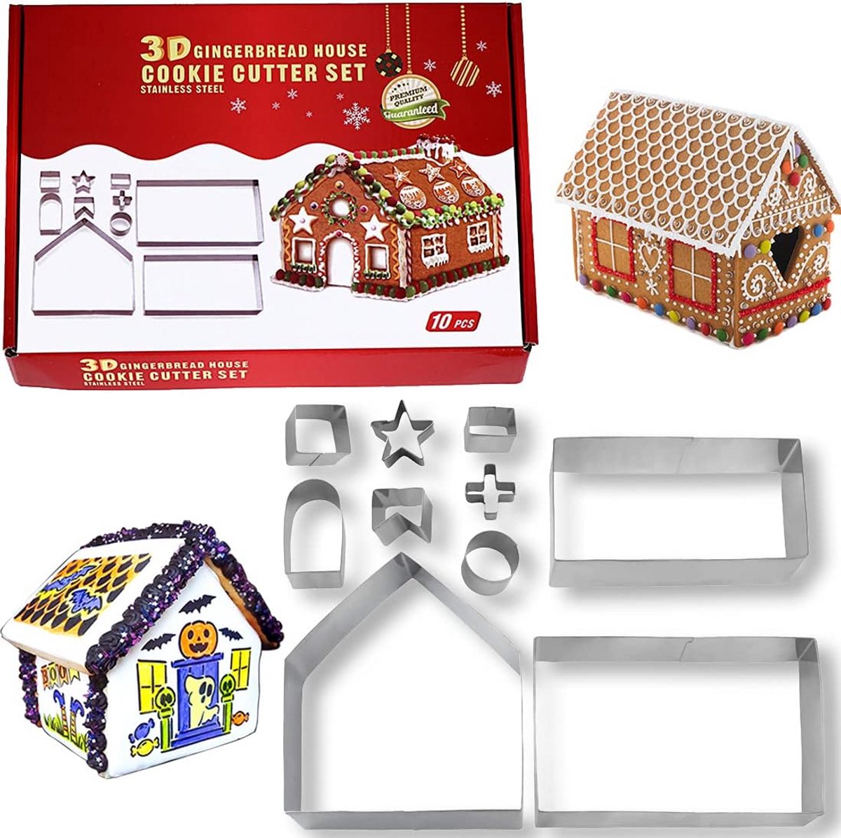10-delige Kerstkoekjesvormpjes Set Roestvrij Staal Bakvormen Vrolijk Kerstfeest