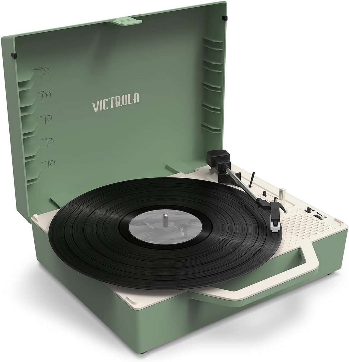 Groene Draaitafel met 3 Snelheden en Bluetooth Connectiviteit