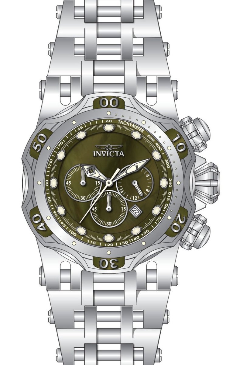 Invicta Fusion 49170 Heren Horloge - Waterdicht - Analoog - Quartz Uurwerk - Roestvrij Staal met groene Wijzerplaat - 54mm