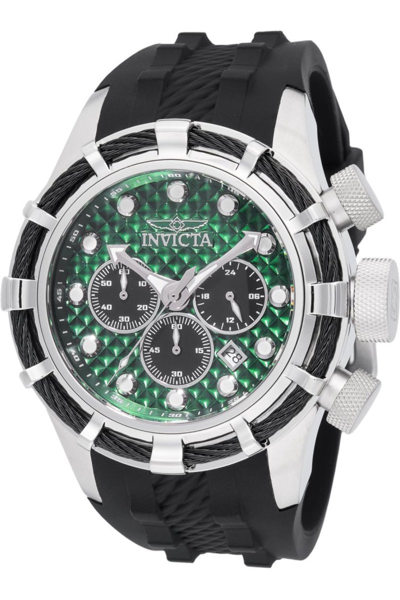 Invicta Bolt 49165 Heren Horloge - Waterdicht - Analoog - Quartz Uurwerk - Roestvrij Staal met groene Wijzerplaat - 50mm