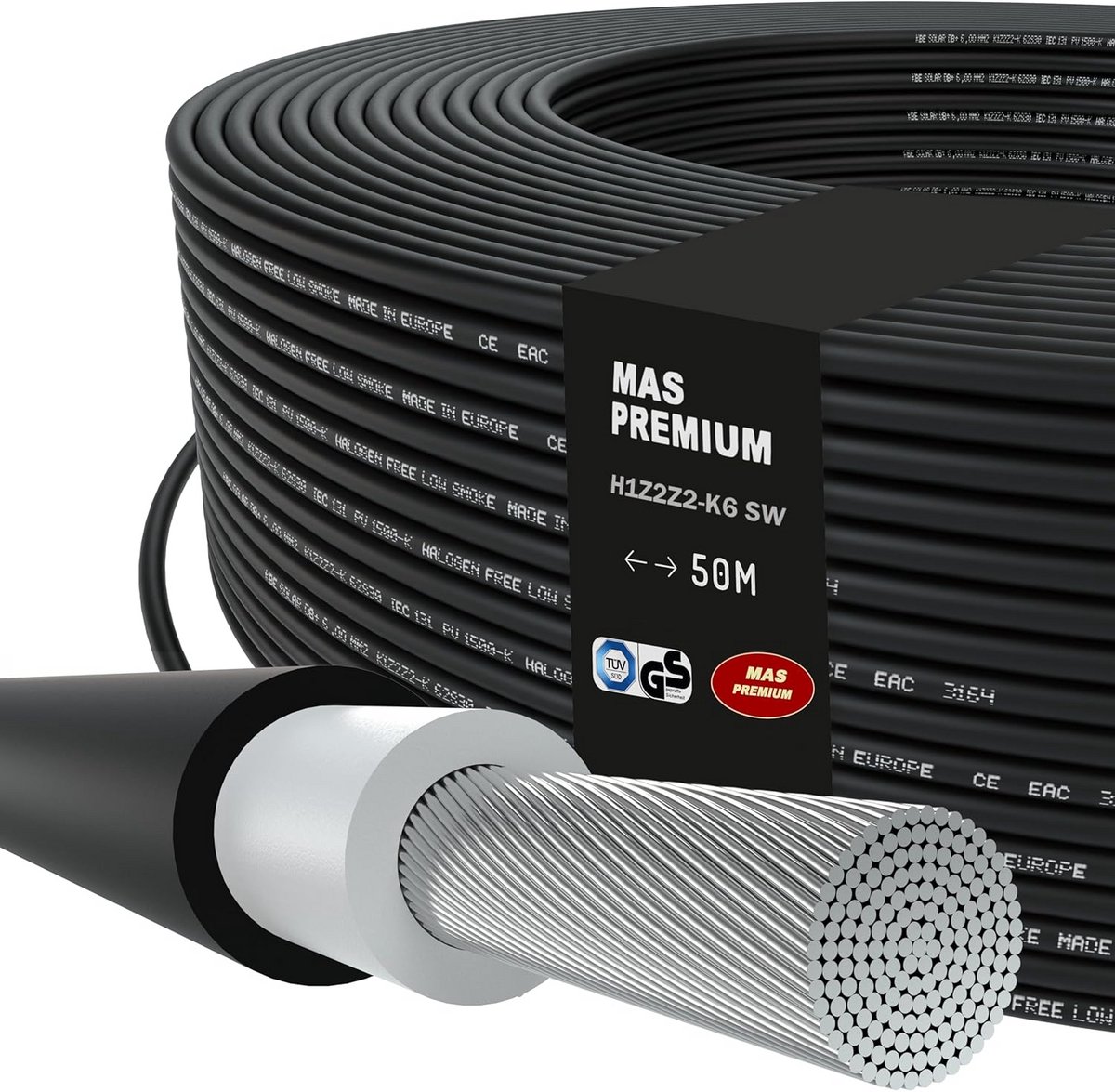 H1Z2Z2-K Zonne-Kabel 6 mm² - Flexibel, Halogeenvrij en Begraafbaar voor Zonnepanelen