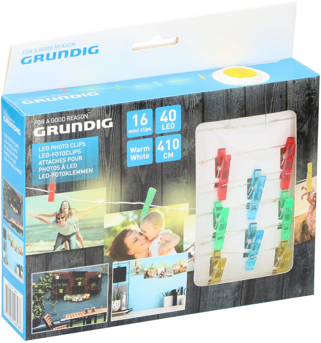 Grundig fotoslinger LED knijpers 410cm multicolor decoratie.