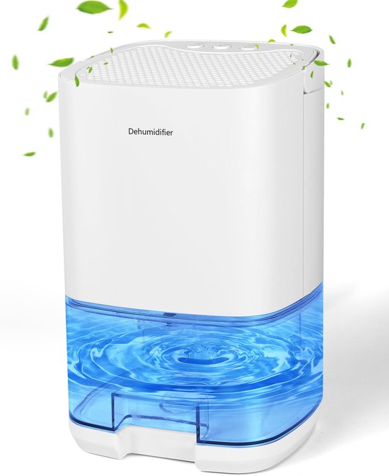 Dreamhigh® 1000 ml Luchtontvochtiger - Elektrische Ontvochtiger - Geruisloos en Efficiënt - Compact - ABS - Overloopbeveiliging - voor Slaapkamer en Badkamer - Ontvochtiging 350 ml/dag - Wit