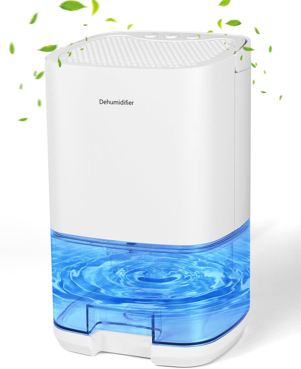 Dreamhigh® 1000 ml Luchtontvochtiger - Elektrische Ontvochtiger - Geruisloos en Efficiënt - Compact - ABS - Overloopbeveiliging - voor Slaapkamer en Badkamer - Ontvochtiging 350 ml/dag - Wit