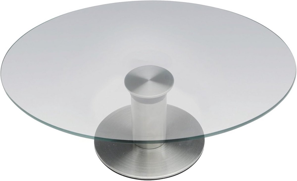 Draaibare Taartplateau Glas en Roestvrij Staal Diameter 30 cm