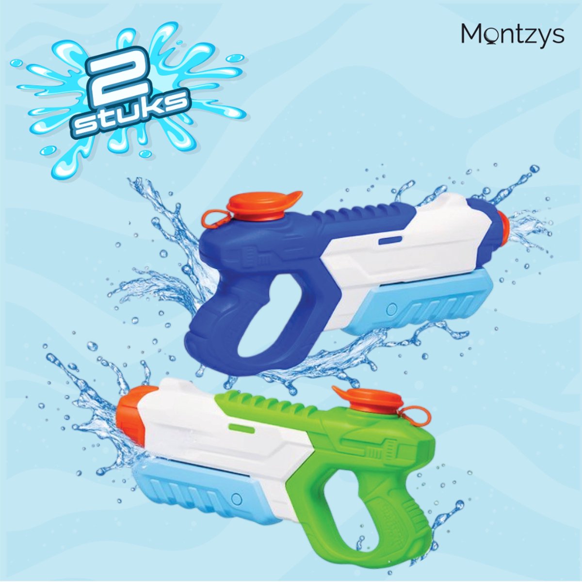 Montzys® Waterpistool Set - 2 Stuks - Water Pistool - Waterspeelgoed & Buitenspeelgoed - Geschikt voor Super Soaker - Speelgoed Kinderen — afbeelding 4
