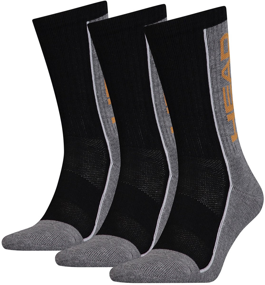 HEAD 6-Pack Stripe Sportsokken Niet Afknellend Heren Dames – 791011001 Zwart