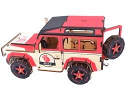 Jeep kleur - 3D Puzzel met Handleiding - DIY - Miniatuur Modelbouw Hout Kinderen en Volwassenen - Houten bouwpakket - Assemblr