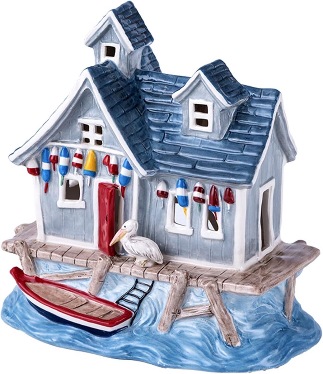 Keramisch Huisvormig Kaarsenhuis in Nautische Stijl