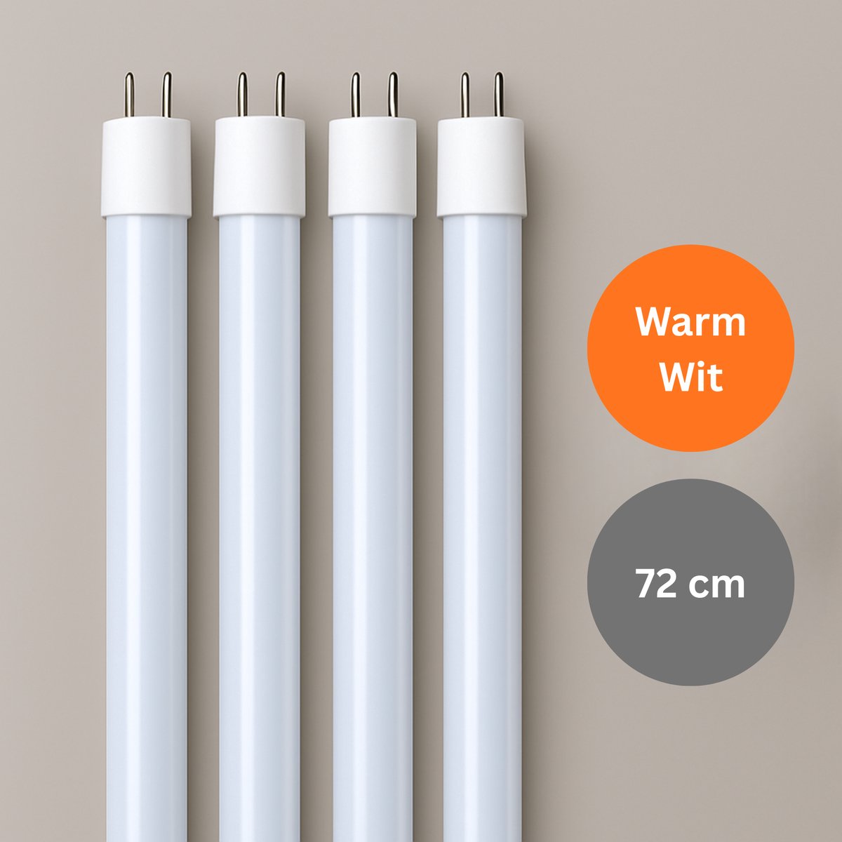 4x Premium LED TL lamp 72 cm – Warm wit 3000K – Vervangt TL–D 16W – Universeel met starter – 10W