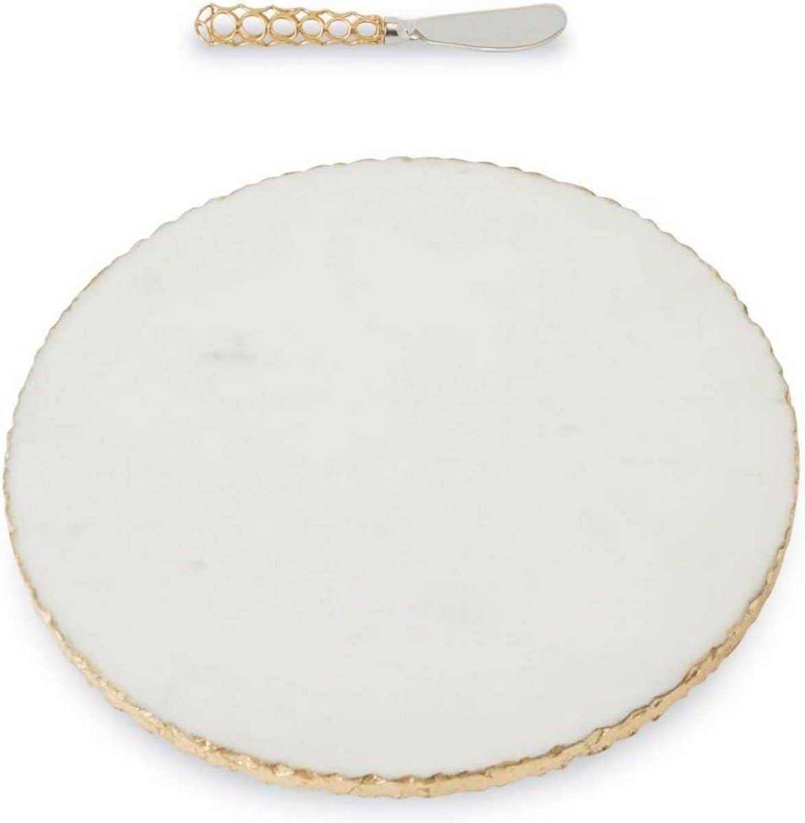 Marmeren Serveerplank Set met Gouden Rand en Kaasmes - Luxe Presentatieset