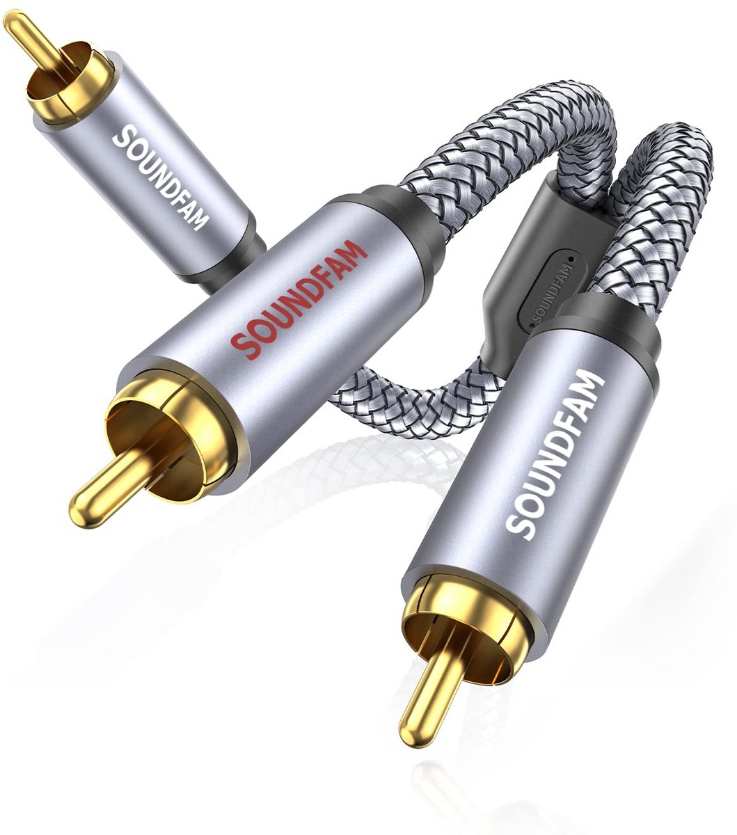 RCA Splitter Kabel 1 Mannelijk naar 2 Mannelijk Audio Y-Adapter voor Subwoofer en Stereo
