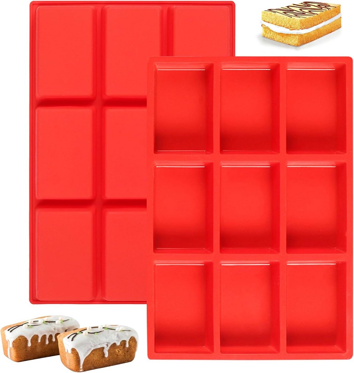 Set van 2 Siliconen Bakvormen voor Mini Broodjes, Cakes en Gehakt - 18 Holtes