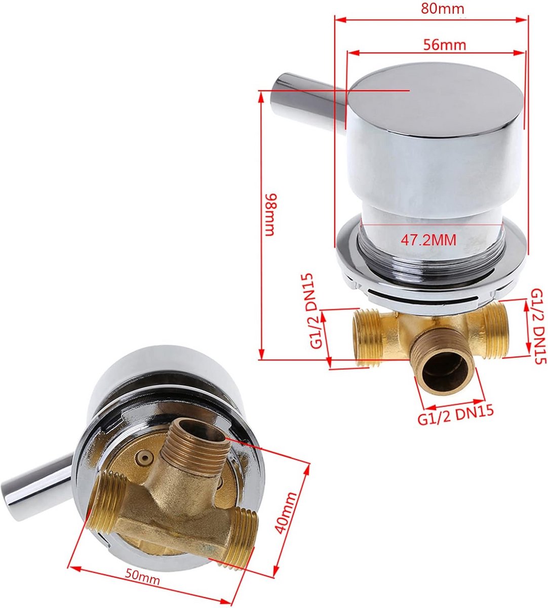 Thermostatische Mengkraan G1/2 inch - Warm en Koud Water Mixer met Twee Ingangen