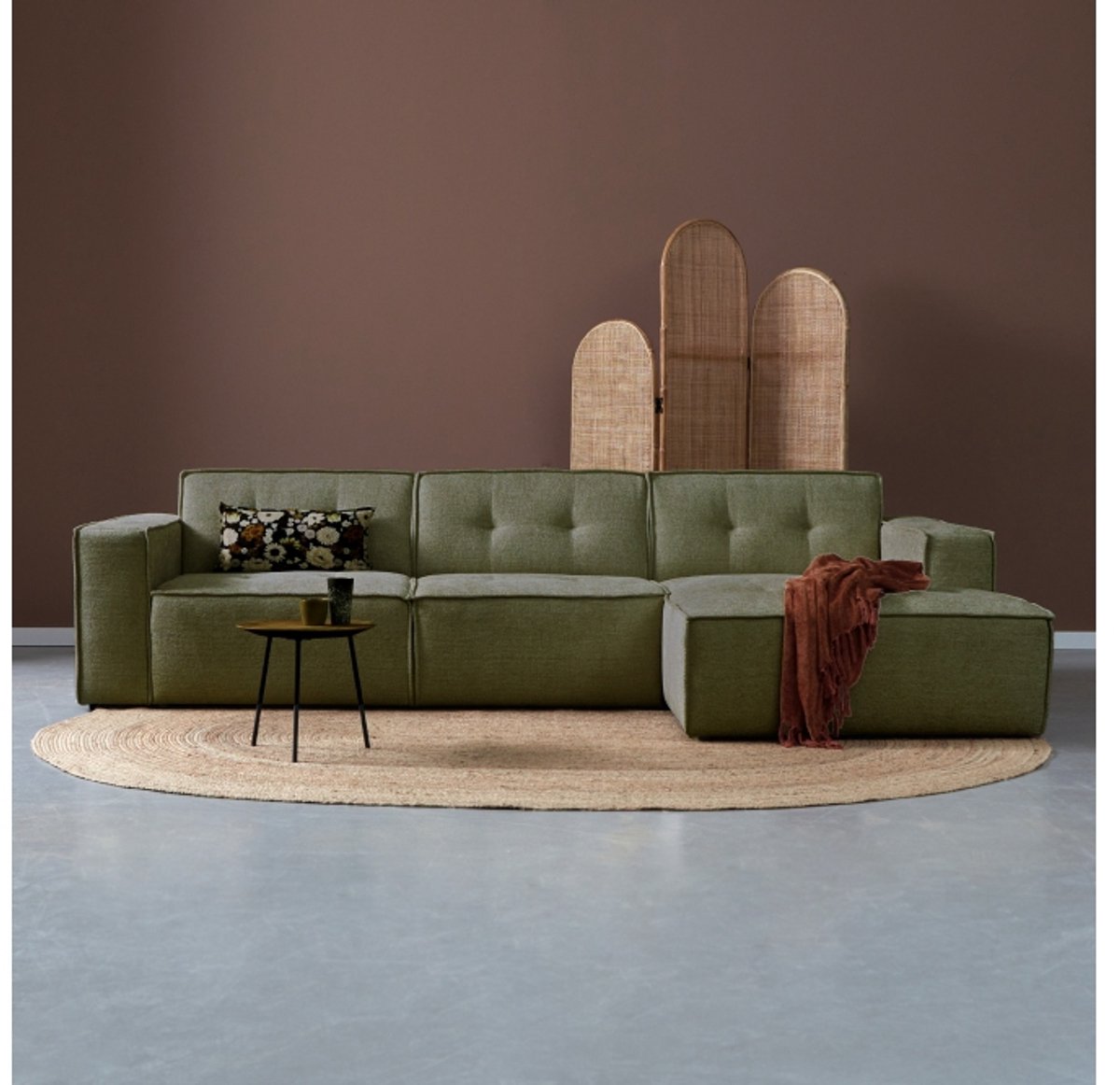 PEPP Interiors Hoekbank FLOW met chaise longue rechts - Majestic 607 Groen