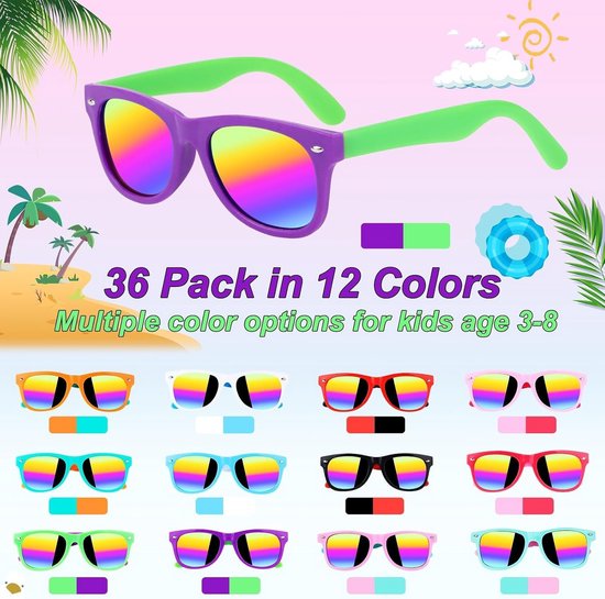 Set Neon Zonnebrillen voor Kinderen - Feestbrillen Strand & Party Accessoire — afbeelding 5