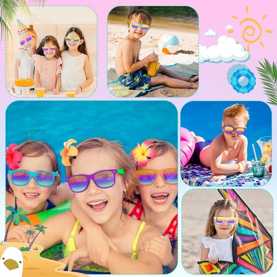 Set Neon Zonnebrillen voor Kinderen - Feestbrillen Strand & Party Accessoire — afbeelding 3