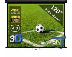 Manueel Projectiescherm (4:3) – Ø 120" - 305 cm  //  244 ↔ x 183 ↕ cm - beamer scherm - economy - ZWARTE behuizing