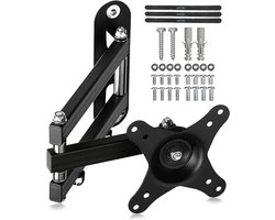 Full Motion TV Wandbeugel - 15-32 Inch LED/LCD Monitoren - Kantelbare en Draaibare VESA Wall Mount - Monitor Muursteun - tot 13kg - Compatibel met VESA-Gatenafstand: 100x100 mm - Zwart