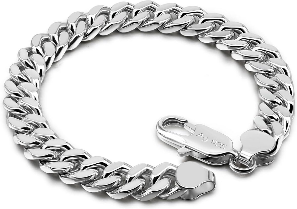 Massieve Zilveren Cubaanse Schakelarmband voor Heren | 8mm of 10mm Breed | Glad of Structuur | Hip Hop Stijl