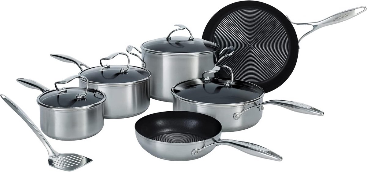 Set van 5 RVS Pannen met Steelpan en Koekenpannen - Inductie Geschikt
