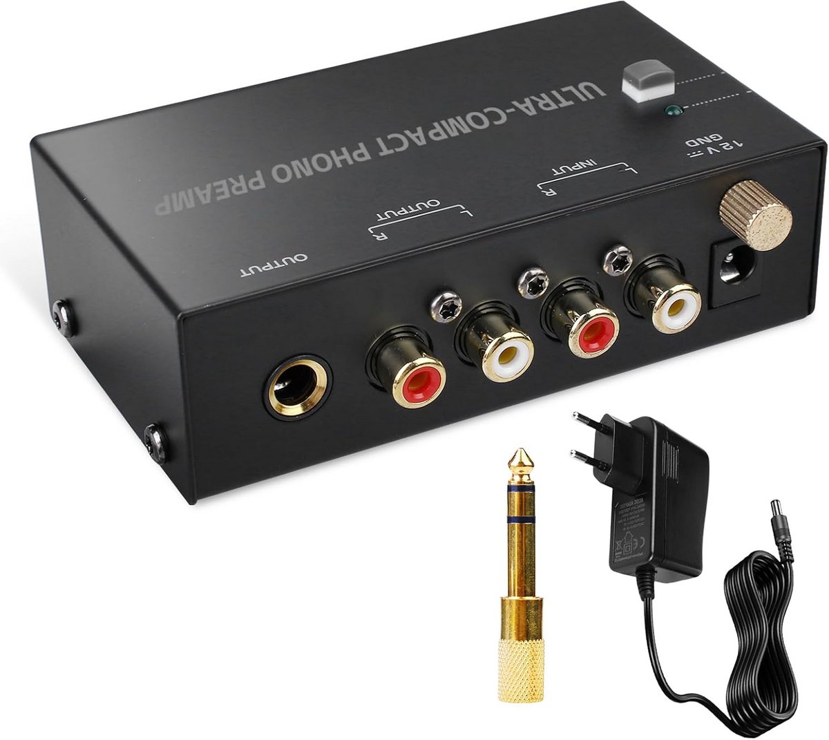 Phono Voorversterker voor Platenspeler met Volumeregeling - RCA In/Uit