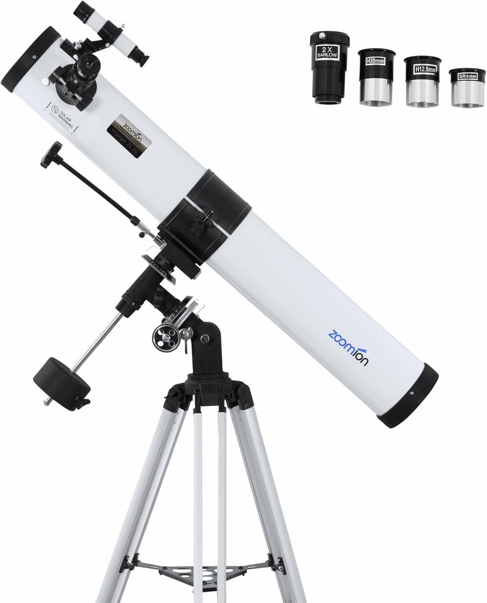 Reflector Telescoop 76/900 EQ voor Kinderen en Beginners - Inclusief Statief en Oculairs