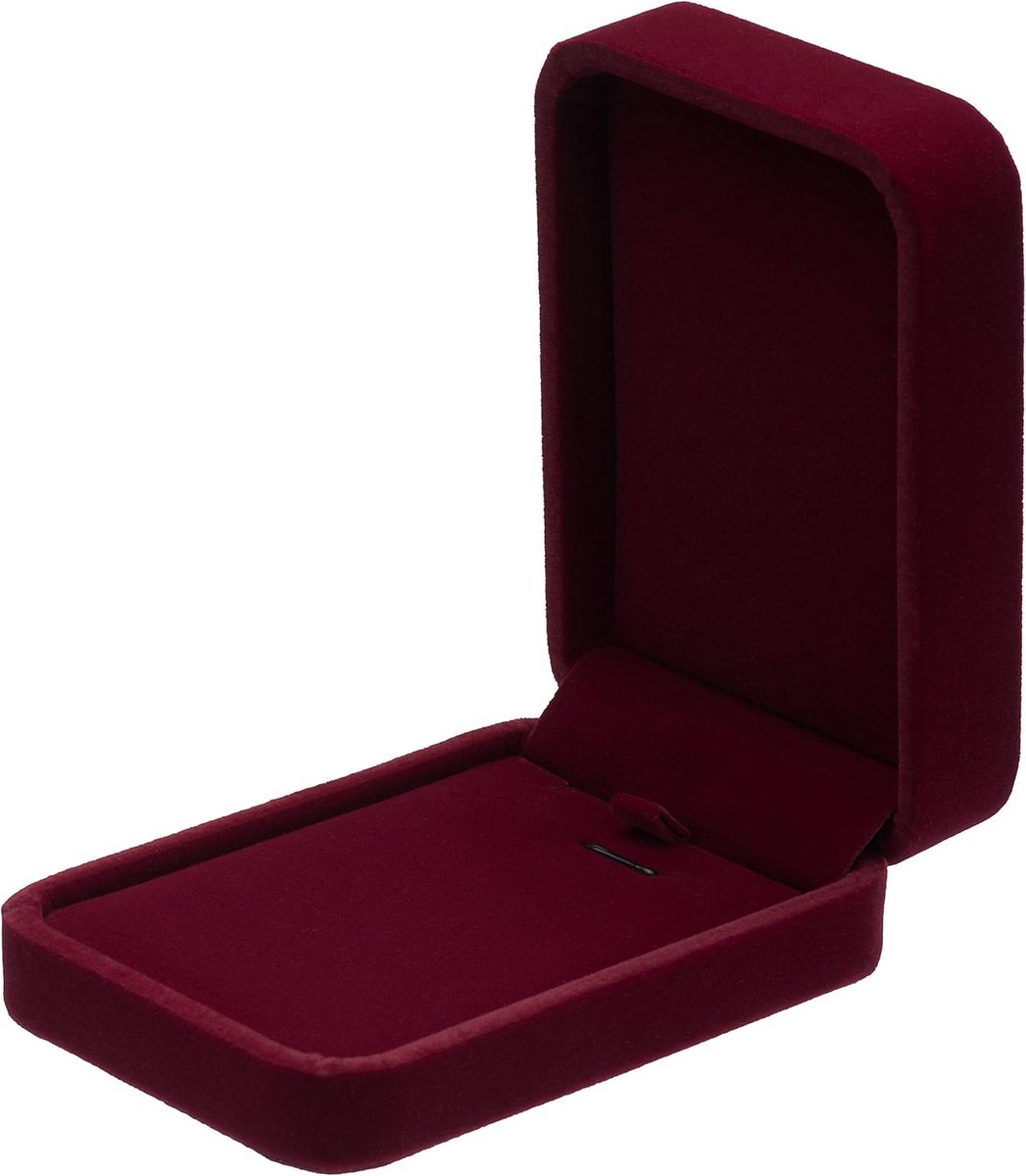 Luxe fluwelen geschenkdoos voor ketting of hanger - Wijnrood