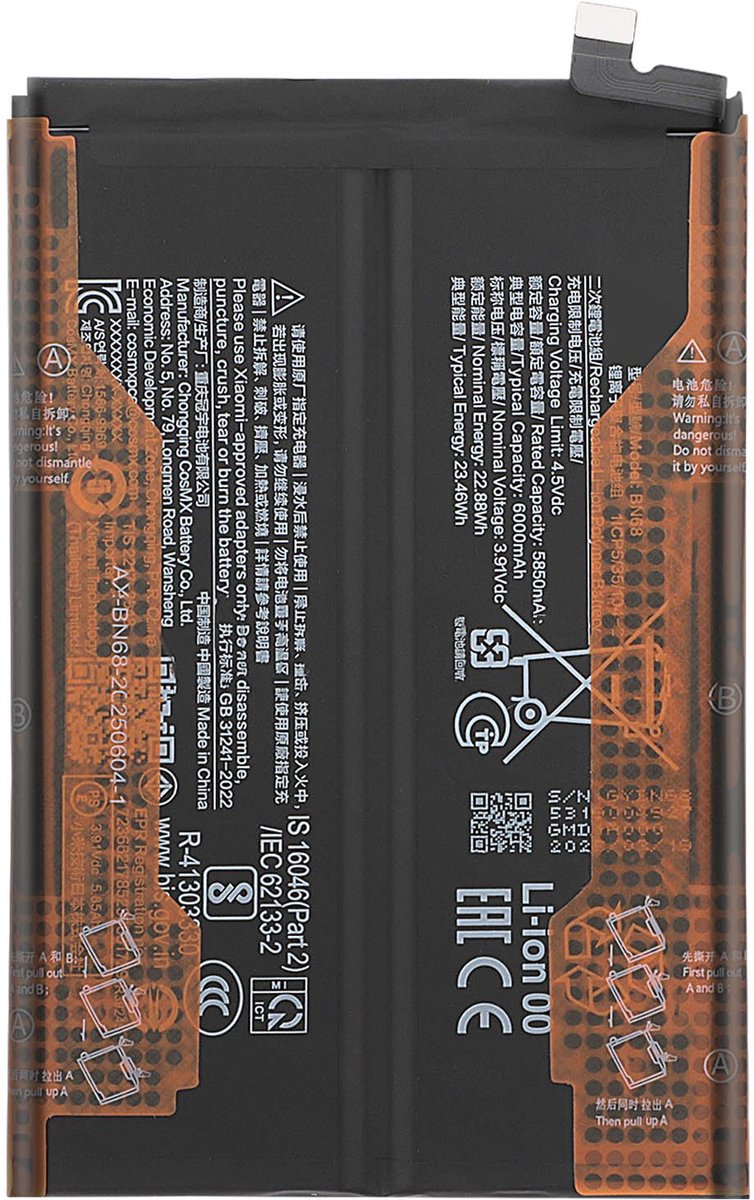 Xiaomi, Vervangende Service Pack Batterij voor Redmi 15C 4G Li-ion 3.91V 6000mAh, Zwart