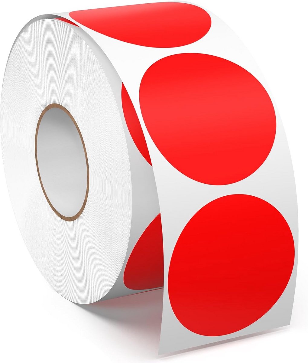 1000 Ronde Vinyl Stickers 38mm Rood - Kleurcodering en Markering
