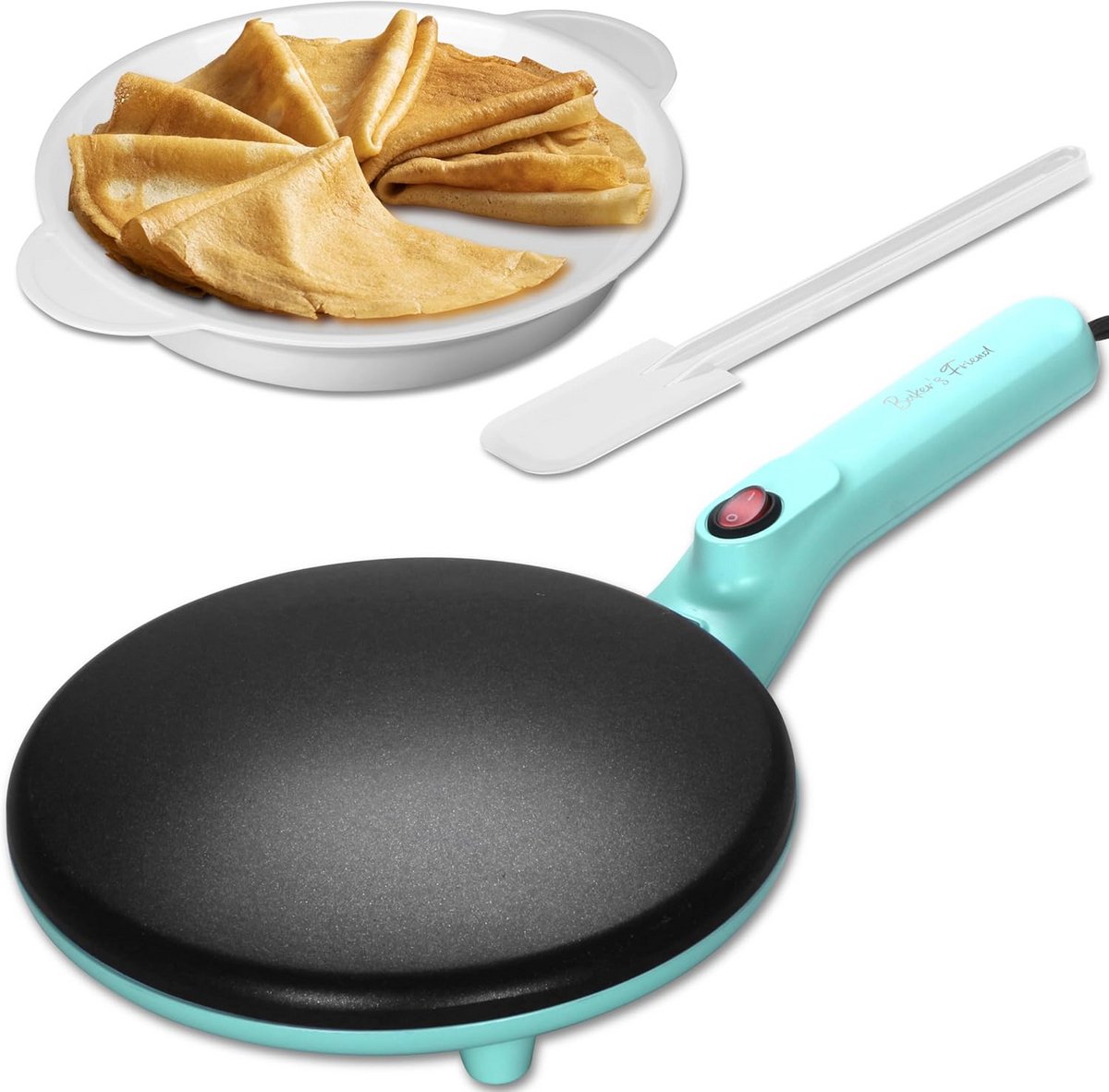 Elektrische Crêpe Pan met Antiaanbaklaag voor Dunne Pannenkoeken - 20 cm