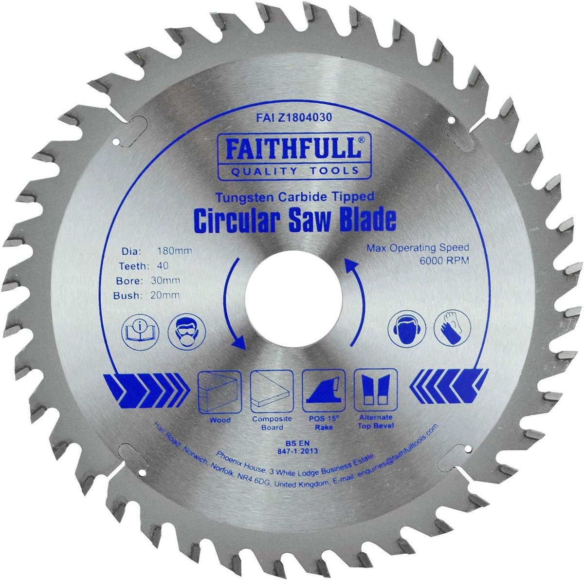 Universeel Hardmetalen Cirkelzaagblad 180mm met 40 Tanden