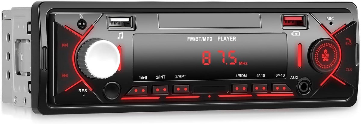 Autoradio 1 DIN met Bluetooth, FM Radio en USB Ondersteuning
