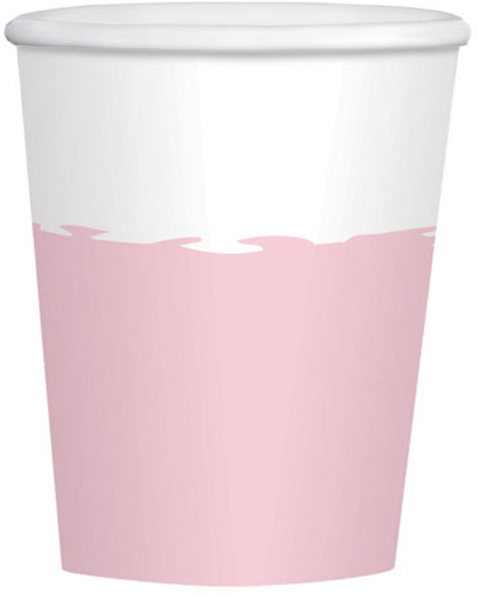 Amscan Feestbekers 250 Ml Karton Roze/wit 8 Stuks
