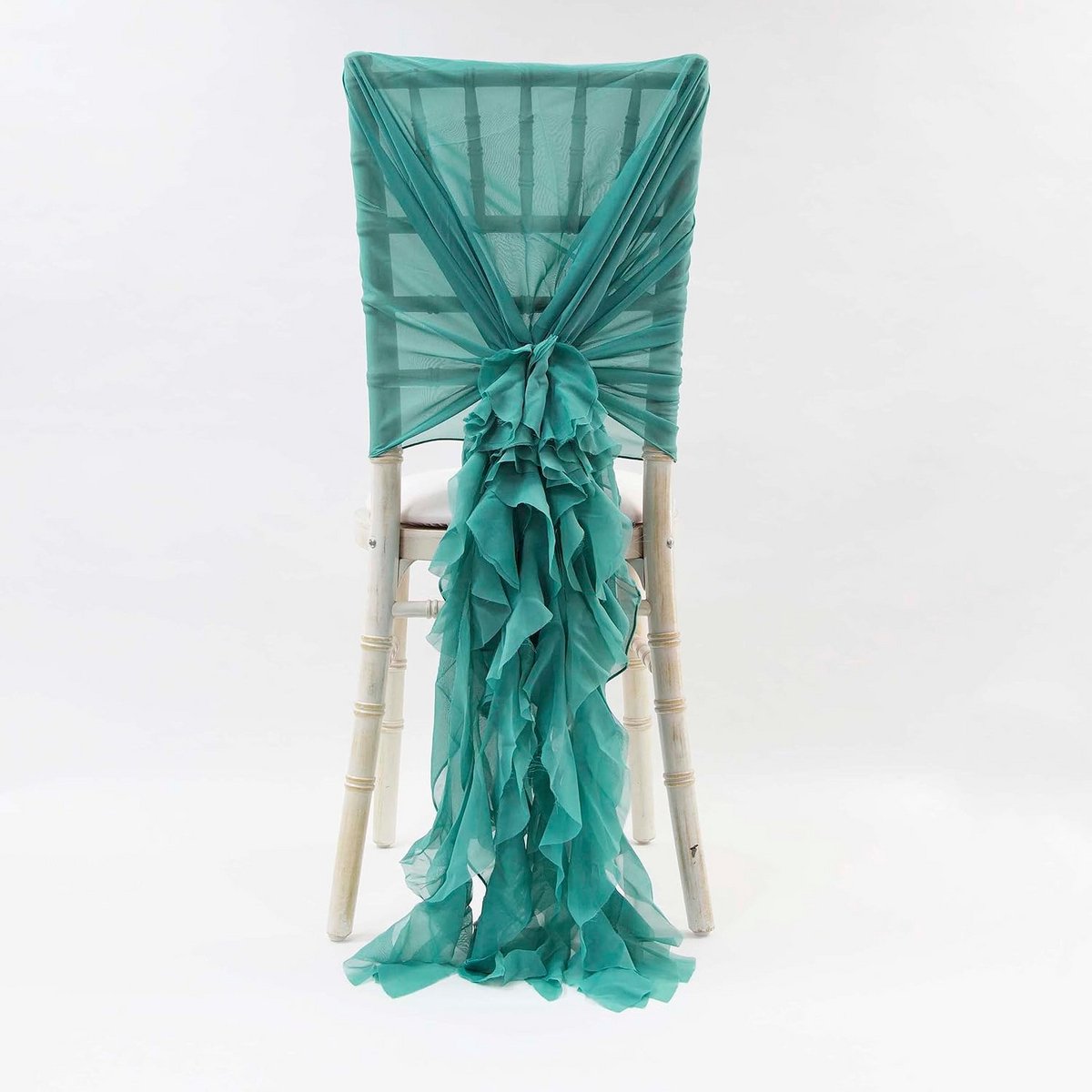 Luxe Chiffon Stoelhoezen met Ruches voor Bruiloften en Speciale Gelegenheden - Diverse Kleuren