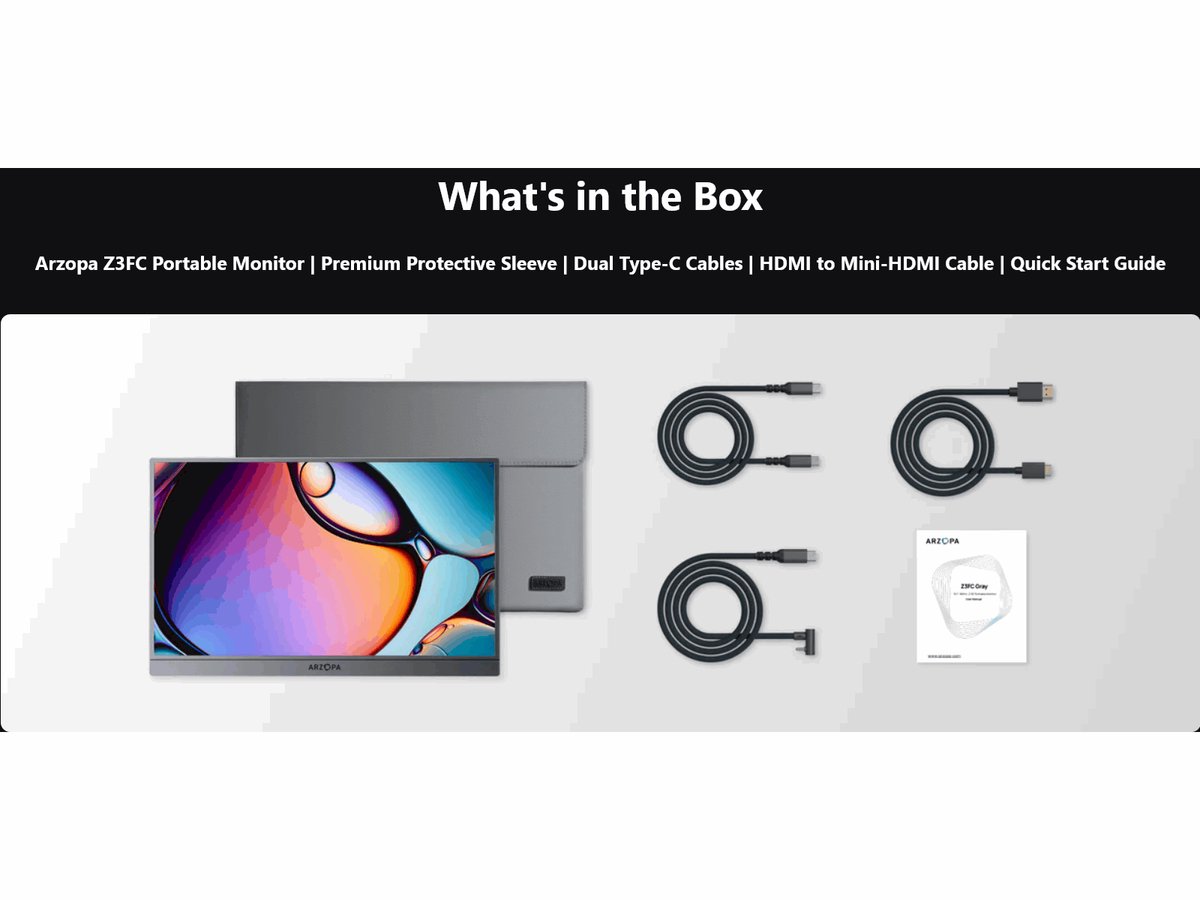 Arzopa Z3FC 16 inch Draagbare Gaming Monitor 2.5K 180Hz - afbeelding 2