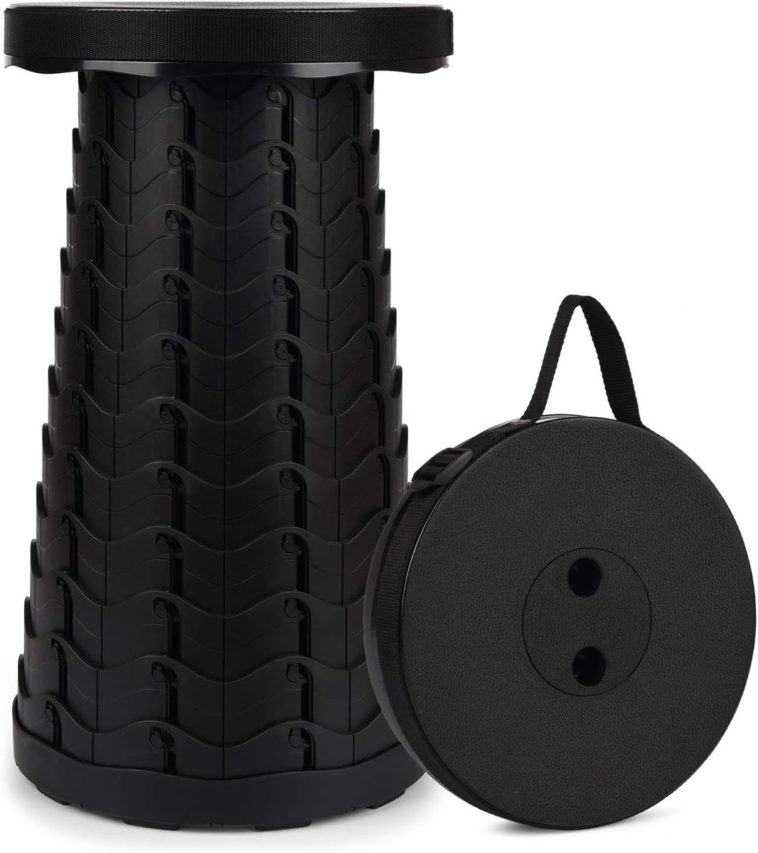 Opvouwbare Kruk - Opvouwbare Stoel - Telescopische Kruk - Inklapbare Kruk - Campingstoel - Visstoel - Polypropyleen / Nylon - 45 cm Hoog - 180 kg Draagkracht - Zwart - van Imperatoris