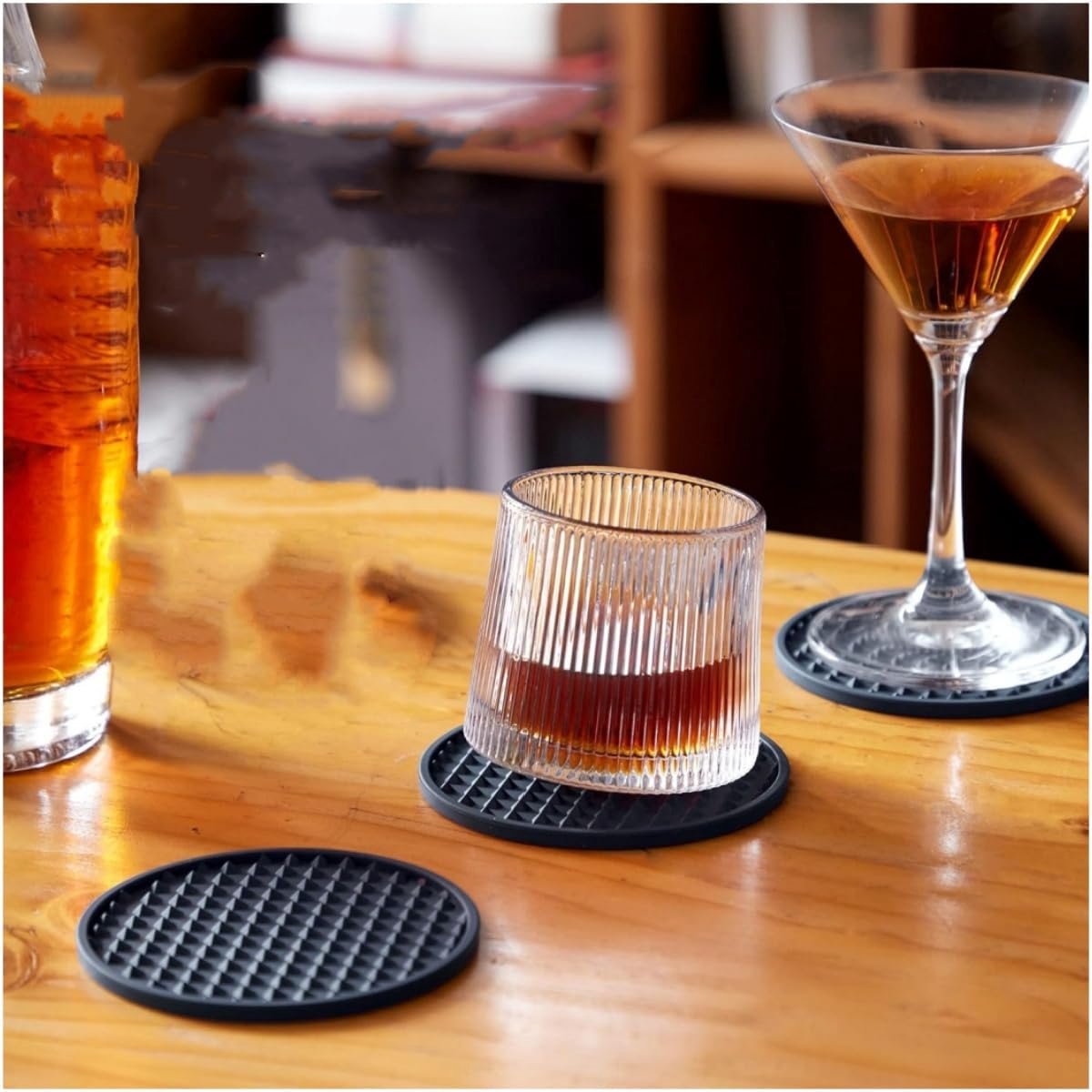 Set van 4 Flexibele Siliconen Onderzetters - Antislip & Krasvrij voor Alle Dranken