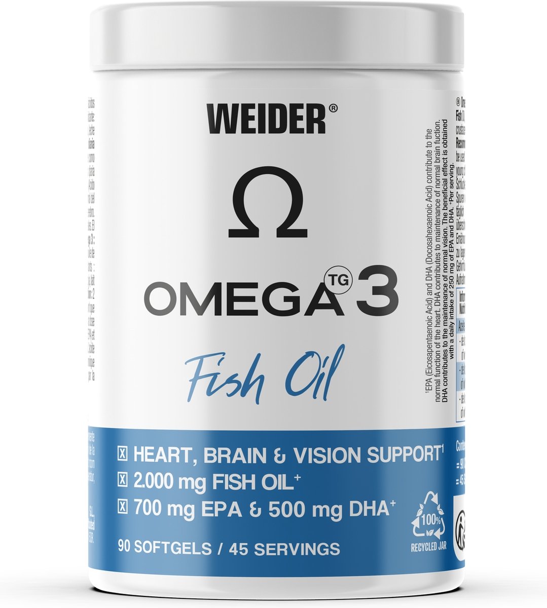 Weider Omega 3 (90 Softgels) Unflavoured - Vitaminen, mineralen & gezondheid - Vetzuren
