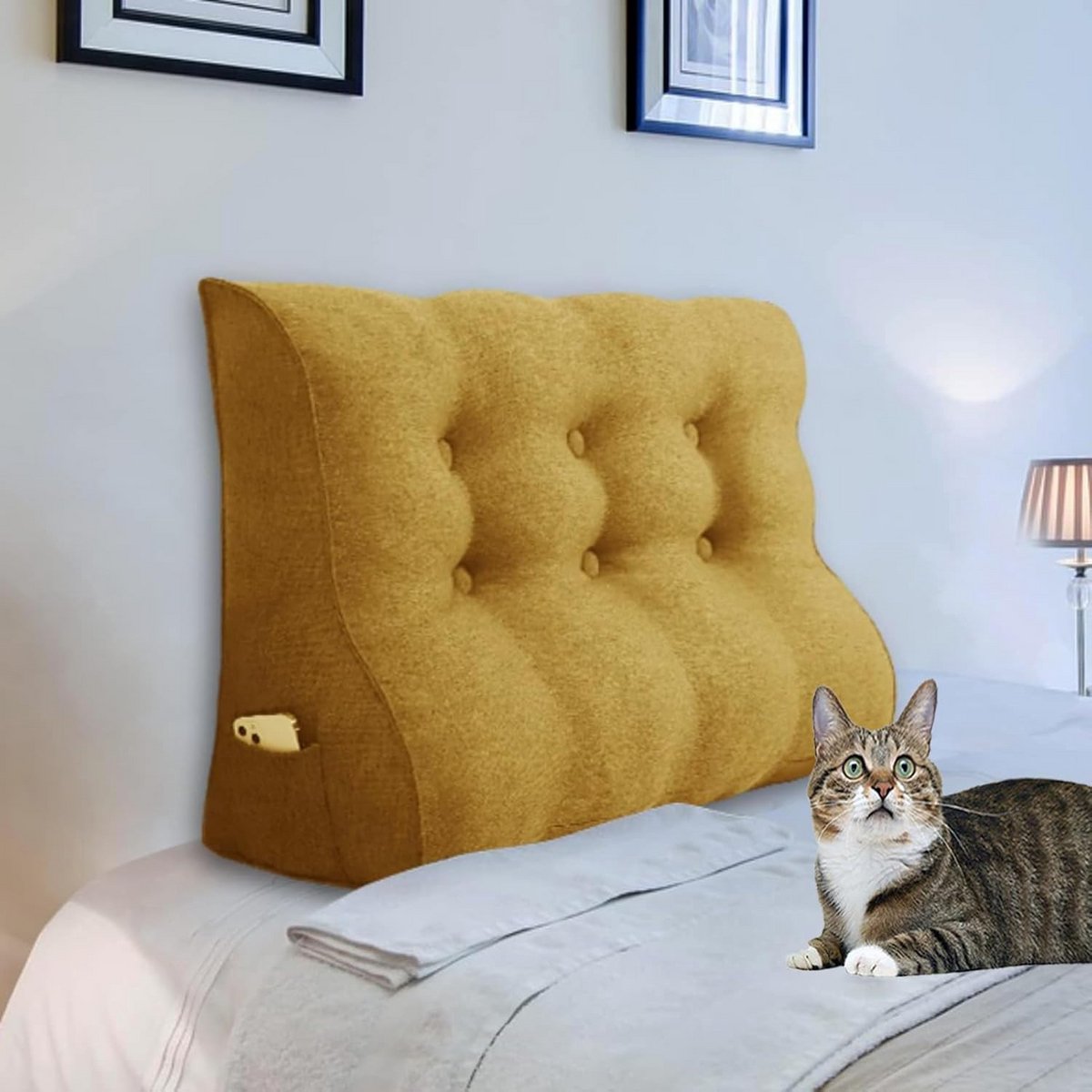 Groot Driehoekig Rugleuning Kussen voor in Bed - Comfortabel Leeskussen