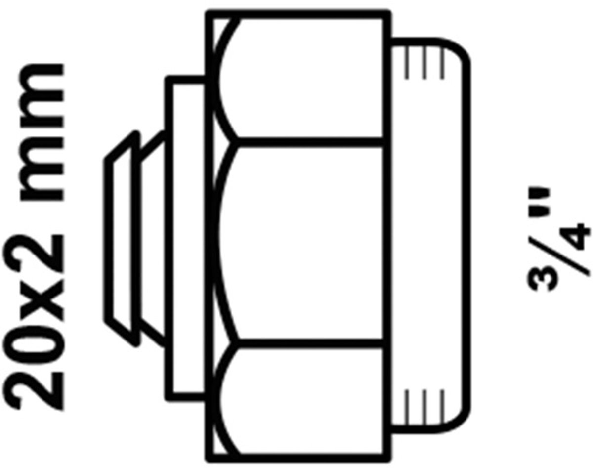 KIRCHHOFF MS schroefverbinding, blanco, 20 mm x 3/4"BI, knelfitting voor meerlagen buis